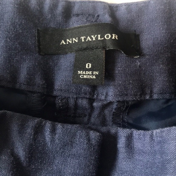 ANN TAYLOR Navy Linen Cropped Pants, SZ 0 - Picture 6 of 7